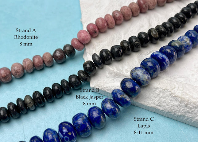 7-10 mm Smooth Rondelle Opal Lapis Rhodonite Amethyst Fluorite Citrine Gemstone Beads Genuine Natural Mixed Gemstones 8 Inches Strand #4745