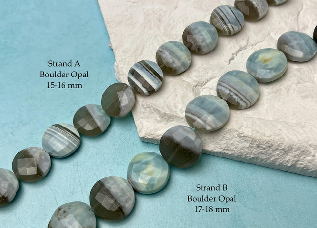 12-18 mm Faceted Round Oval Coin Amazonite Opal Jasper Quartz Moonstone Gemstone Beads Genuine Natural Mixed Gemstones 8 Inches Strand #4746