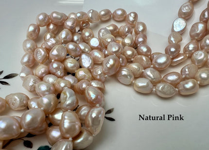 90 inch 8-9 x 10-12 mm Rice Nugget Pearl Long Necklaces Natural White OR Pink, Genuine Freshwater Pearl Necklace #250