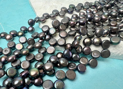6.5-7 mm AA Black Peacock Round Button Freshwater Pearl Beads Genuine Top Drilled Button Freshwater Pearls #P3274