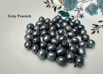 10x10-12mm AA Blue Gray Or Purple Peacock Large Hole Freshwater Rice/Oval Pearl Beads Hole Size 2.2mm Genuine Freshwater Pearls #1609