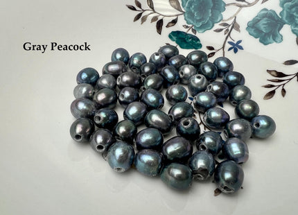 10x10-12mm AA Blue Gray Or Purple Peacock Large Hole Freshwater Rice/Oval Pearl Beads Hole Size 2.2mm Genuine Freshwater Pearls #1609
