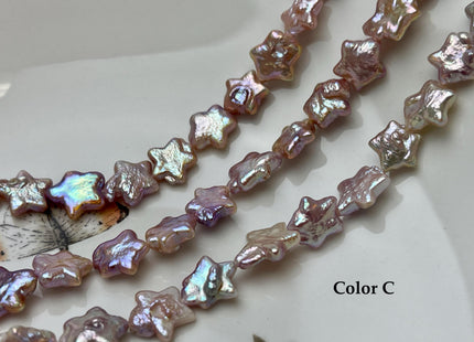 10 mm AAA Very Rare Natural Mauve Pink Star Shape Freshwater Coin Pearl Beads Genuine High Luster Star Coin Pearls 18 Beads #P3273
