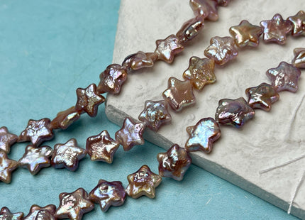 10 mm AAA Very Rare Natural Mauve Pink Star Shape Freshwater Coin Pearl Beads Genuine High Luster Star Coin Pearls 18 Beads #P3273