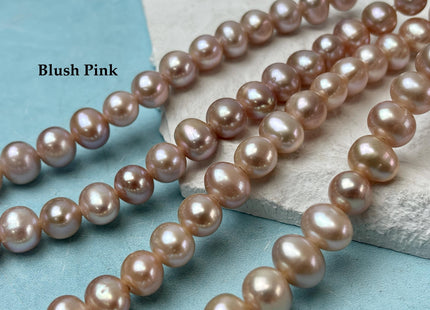 9-10 mm AAA Half Strand Large Hole Natural Mauve Pink Potato Freshwater Pearl Beads 2.1 mm Hole Large Hole Freshwater Off Round Pearls #467