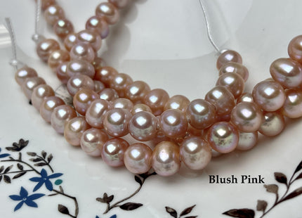 9-10 mm AAA Half Strand Large Hole Natural Mauve Pink Potato Freshwater Pearl Beads 2.1 mm Hole Large Hole Freshwater Off Round Pearls #467