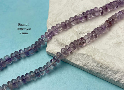 7-10 mm Smooth Rondelle Opal Lapis Rhodonite Amethyst Fluorite Citrine Gemstone Beads Genuine Natural Mixed Gemstones 8 Inches Strand #4745
