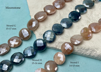 12-18 mm Faceted Round Oval Coin Amazonite Opal Jasper Quartz Moonstone Gemstone Beads Genuine Natural Mixed Gemstones 8 Inches Strand #4746