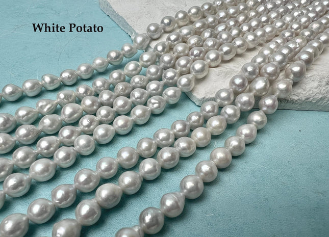 7x9-10 mm Natural White/Silver Gray AAA Baroque Freshwater Pearl Cultured Baroque Pearls Natural Edison Baroque Freshwater Pearls #1040
