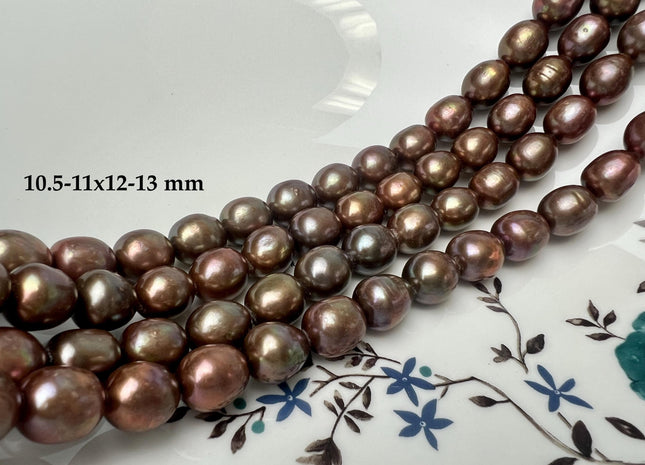 9x12 mm AAA Dark Brown Color Freshwater Rice/Oval Pearls Genuine High Luster Freshwater Rice Pearl Beads #1914