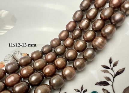 9x12 mm AAA Dark Brown Color Freshwater Rice/Oval Pearls Genuine High Luster Freshwater Rice Pearl Beads #1914
