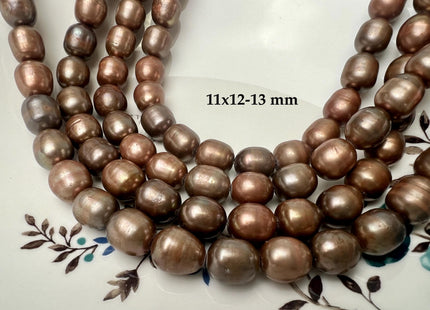9x12 mm AAA Dark Brown Color Freshwater Rice/Oval Pearls Genuine High Luster Freshwater Rice Pearl Beads #1914