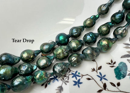 12x15-16x18mm AA Large Hole Dyed Olive Green Baroque Pearl Hole Size 2mm Rare Jumbo Size Baorque Pearls #248