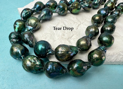 12x15-16x18mm AA Large Hole Dyed Olive Green Baroque Pearl Hole Size 2mm Rare Jumbo Size Baorque Pearls #248