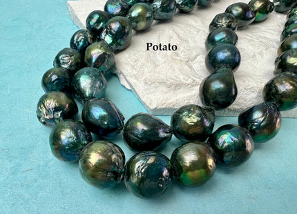 12x15-16x18mm AA Large Hole Dyed Olive Green Baroque Pearl Hole Size 2mm Rare Jumbo Size Baorque Pearls #248