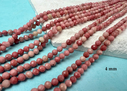2mm 3mm 4mm Faceted Round Pink Rhodonite Gemstone Beads Rhodonite 15 Inches Strand #3802
