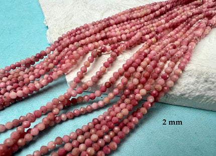 2mm 3mm 4mm Faceted Round Pink Rhodonite Gemstone Beads Rhodonite 15 Inches Strand #3802