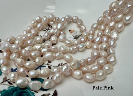 90 inch 8-9 x 10-12 mm Rice Nugget Pearl Long Necklaces Natural White OR Pink, Genuine Freshwater Pearl Necklace #250