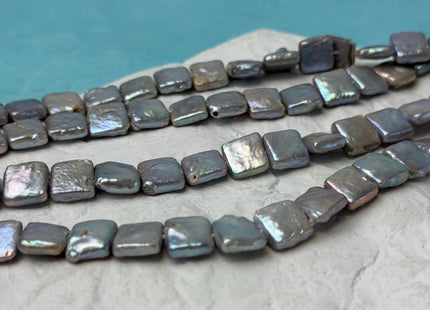 10mm Gray Square Coin Freshwater Pearl Beads Genuine Center Drilled High Luster Coin Pearls 42 Beads #P3278