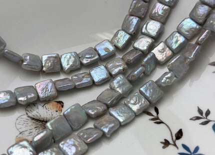 10mm Gray Square Coin Freshwater Pearl Beads Genuine Center Drilled High Luster Coin Pearls 42 Beads #P3278