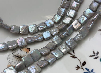 10mm Gray Square Coin Freshwater Pearl Beads Genuine Center Drilled High Luster Coin Pearls 42 Beads #P3278