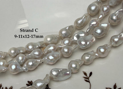 9-11x10-17 mm AA Natural White Teardrop Baroque Pearl Beads Genuine Natural Freshwater Baroque Pearls 30-32 Beads #P3281