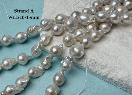 9-11x10-17 mm AA Natural White Teardrop Baroque Pearl Beads Genuine Natural Freshwater Baroque Pearls 30-32 Beads #P3281