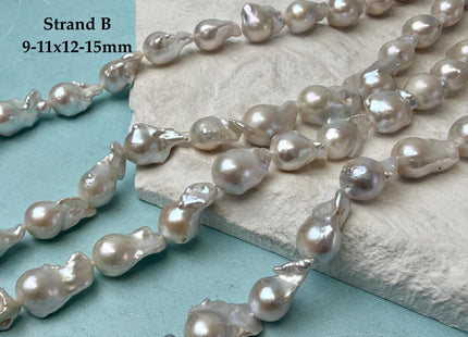 9-11x10-17 mm AA Natural White Teardrop Baroque Pearl Beads Genuine Natural Freshwater Baroque Pearls 30-32 Beads #P3281
