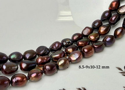 9-10x12-13 mm AA Dark Chocolate Brown Rice Nugget Shape Freshwater Pearl Beads Genuine Freshwater Pearls #1099