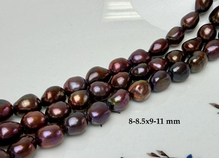9-10x12-13 mm AA Dark Chocolate Brown Rice Nugget Shape Freshwater Pearl Beads Genuine Freshwater Pearls #1099
