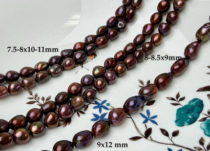 9-10x12-13 mm AA Dark Chocolate Brown Rice Nugget Shape Freshwater Pearl Beads Genuine Freshwater Pearls #1099