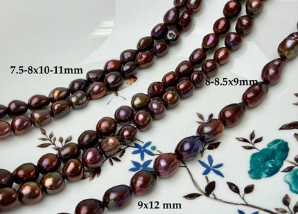 9-10x12-13 mm AA Dark Chocolate Brown Rice Nugget Shape Freshwater Pearl Beads Genuine Freshwater Pearls #1099