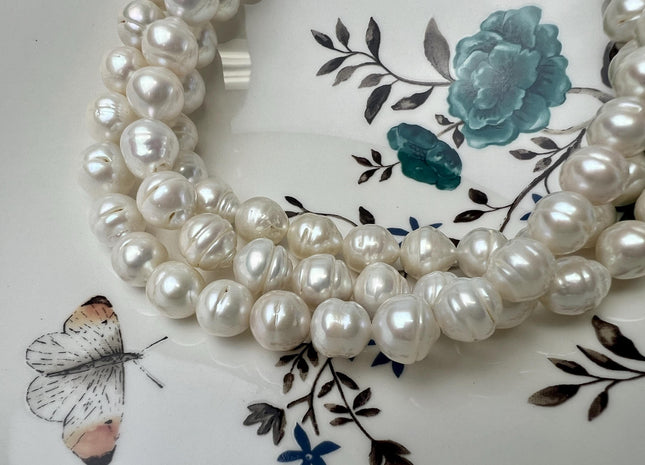 11-13 mm Natural White Baroque Freshwater Pearl Beads High Luster Genuine Natural White Color Baroque Edison Pearls #1486