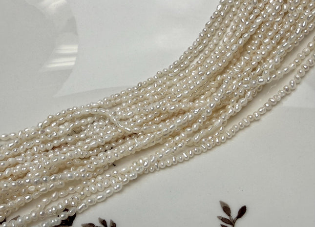 1.8-2x2.5mm Natural White Color Tiny Seed Irregular Potato Freshwater Pearl Natural Beads Genuine Potato Freshwater Pearl Beads #P3283