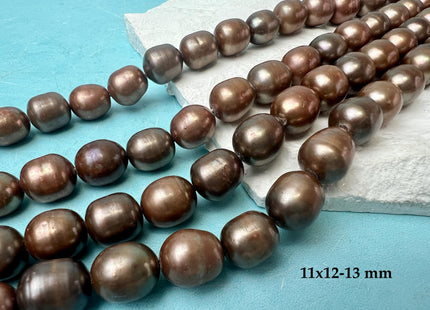 9x12 mm AAA Dark Brown Color Freshwater Rice/Oval Pearls Genuine High Luster Freshwater Rice Pearl Beads #1914