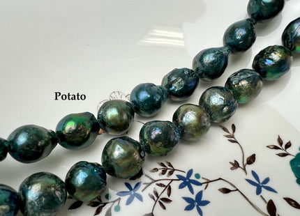 12x15-16x18mm AA Large Hole Dyed Olive Green Baroque Pearl Hole Size 2mm Rare Jumbo Size Baorque Pearls #248