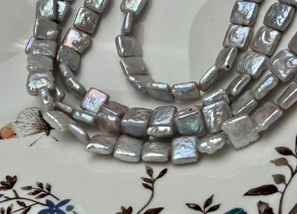 10mm Gray Square Coin Freshwater Pearl Beads Genuine Center Drilled High Luster Coin Pearls 42 Beads #P3278
