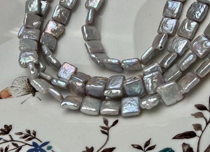 10mm Gray Square Coin Freshwater Pearl Beads Genuine Center Drilled High Luster Coin Pearls 42 Beads #P3278