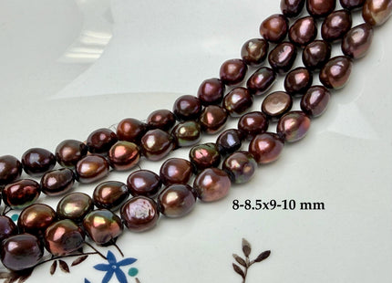 9-10x12-13 mm AA Dark Chocolate Brown Rice Nugget Shape Freshwater Pearl Beads Genuine Freshwater Pearls #1099