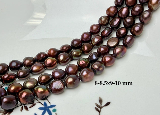 9-10x12-13 mm AA Dark Chocolate Brown Rice Nugget Shape Freshwater Pearl Beads Genuine Freshwater Pearls #1099