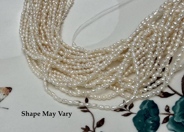 1.8-2x2.5mm Natural White Color Tiny Seed Irregular Potato Freshwater Pearl Natural Beads Genuine Potato Freshwater Pearl Beads #P3283