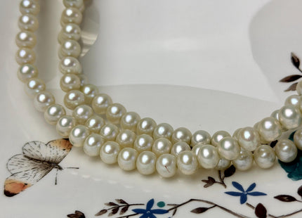 7-7.5 mm AAA Pale Yellow Green Off Round Freshwater Pearl Beads Smooth Lustrous Pearl #P3280