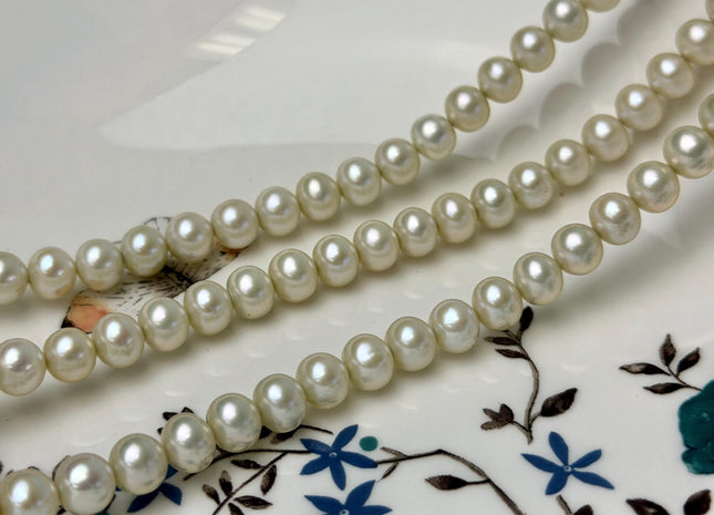 7-7.5 mm AAA Pale Yellow Green Off Round Freshwater Pearl Beads Smooth Lustrous Pearl #P3280