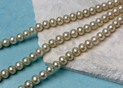 7-7.5 mm AAA Pale Yellow Green Off Round Freshwater Pearl Beads Smooth Lustrous Pearl #P3280