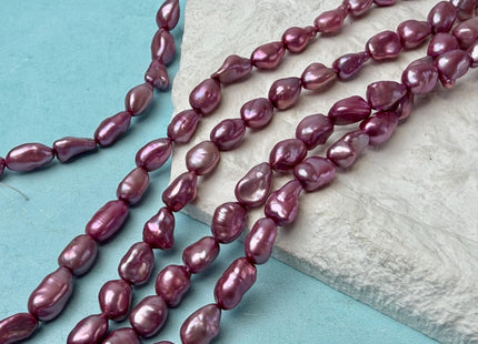 6-7x8-10 mm AAA Purple Pink Keshi Freshwater Pearls Beads Genuine High Luster Rice Nugget Keshi Pearl #P3284