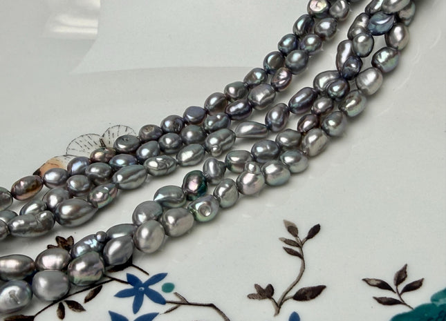 5-6x6-7 mm AA Dark Gray Color Keshi Nugget Freshwater Pearl Beads Very Rare Keshi Pearl #P3286