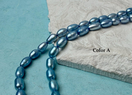 5x7-8mm AA Electric Blue Color Rice Oval Freshwater Pearl Beads #P3290
