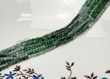 3mm AAA Natural Faceted Round Green Shaded Emerald Gemstone Beads 15.5 inches Strand #4756