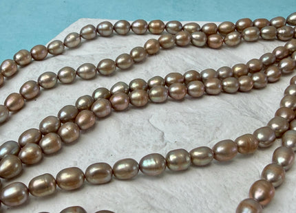 5-5.5x6-7 mm Taupe Champagne Rice/ Oval Shape Freshwater Pearl Beads #P3289