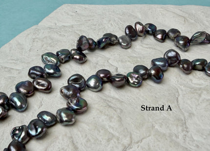 7-8x9-10 mm Dark Blue Gray Peacock Keshi Top Drilled Freshwater Pearl Beads B Grade #P3291